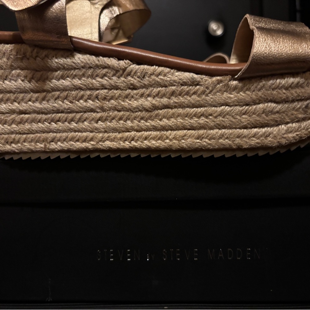 Steve Madden Metallic Gold Wedge Sandals - Picture 5 of 5
